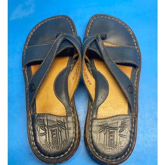 BOC Born Concept Sandals Women 6 M Leather Casual Thong Flat Slide On Shoes Blue - Picture 10 of 11